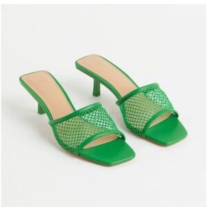 H&M Green Mesh Kitten Heel Y2K Mules